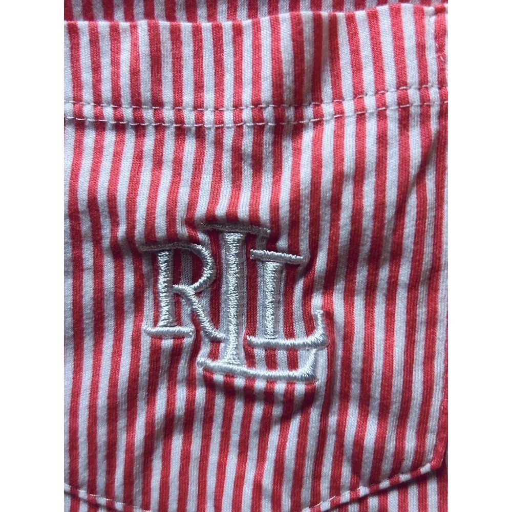 Lauren Ralph Lauren XL Monogram Striped Jersey Notched Collared Pink Pj Set - Picture 9 of 16